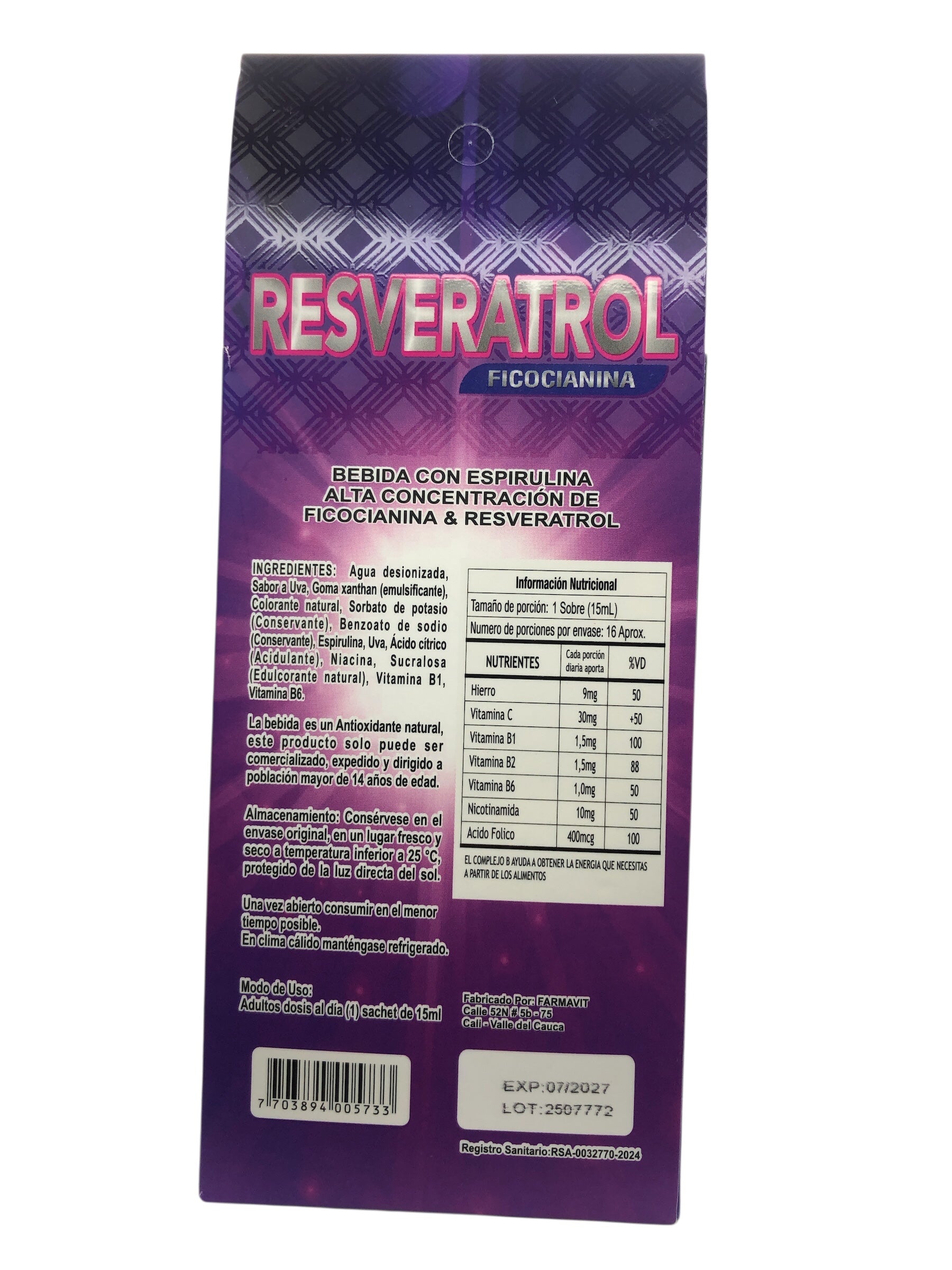 Resveratrol Sachets Ficocianina bebida antioxidante MARKETCANN
Bebida Resveratrol Ficocianina sachet natural Colombia MARKETCANN
Resveratrol Ficocianina sachet antioxidante bienestar Colombia
MARKETCANN Resveratrol Ficocianina bebida saludable sachet
Sachet Resveratrol Ficocianina MARKETCANN antioxidante natural