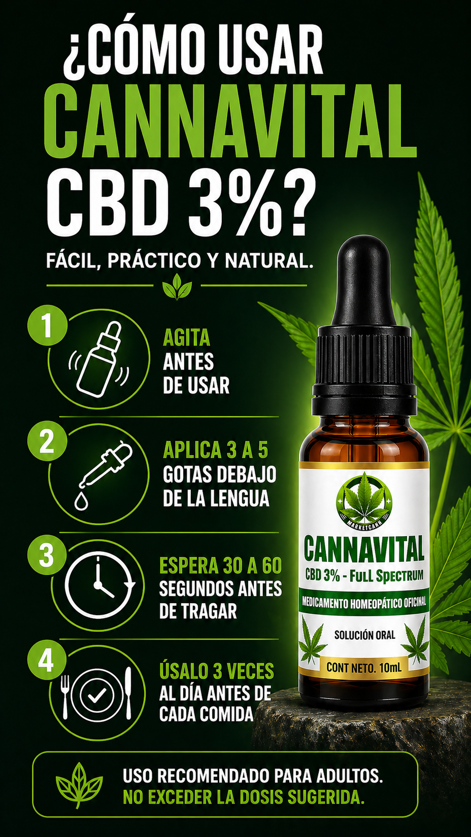 Aceite CBD Medicinal 3% frasco 10ml MARKETCANN Colombia
CBD Medicinal 3% gotero 10ml aceite natural Colombia
Frasco 10ml aceite CBD 3% medicinal MARKETCANN
CBD 3% aceite medicinal natural frasco gotero 10ml
Aceite de CBD medicinal 3% 10ml bienestar natural Colombia
CBD Medicinal 3% MARKETCANN frasco 10ml vista lateral
Gotero CBD 3% medicinal 10ml fondo blanco MARKETCANN
Aceite CBD 3% frasco 10ml detalle etiqueta MARKETCANN
CBD medicinal 3% Colombia frasco 10ml producto natural
MARKETCANN aceite CBD 3% medic